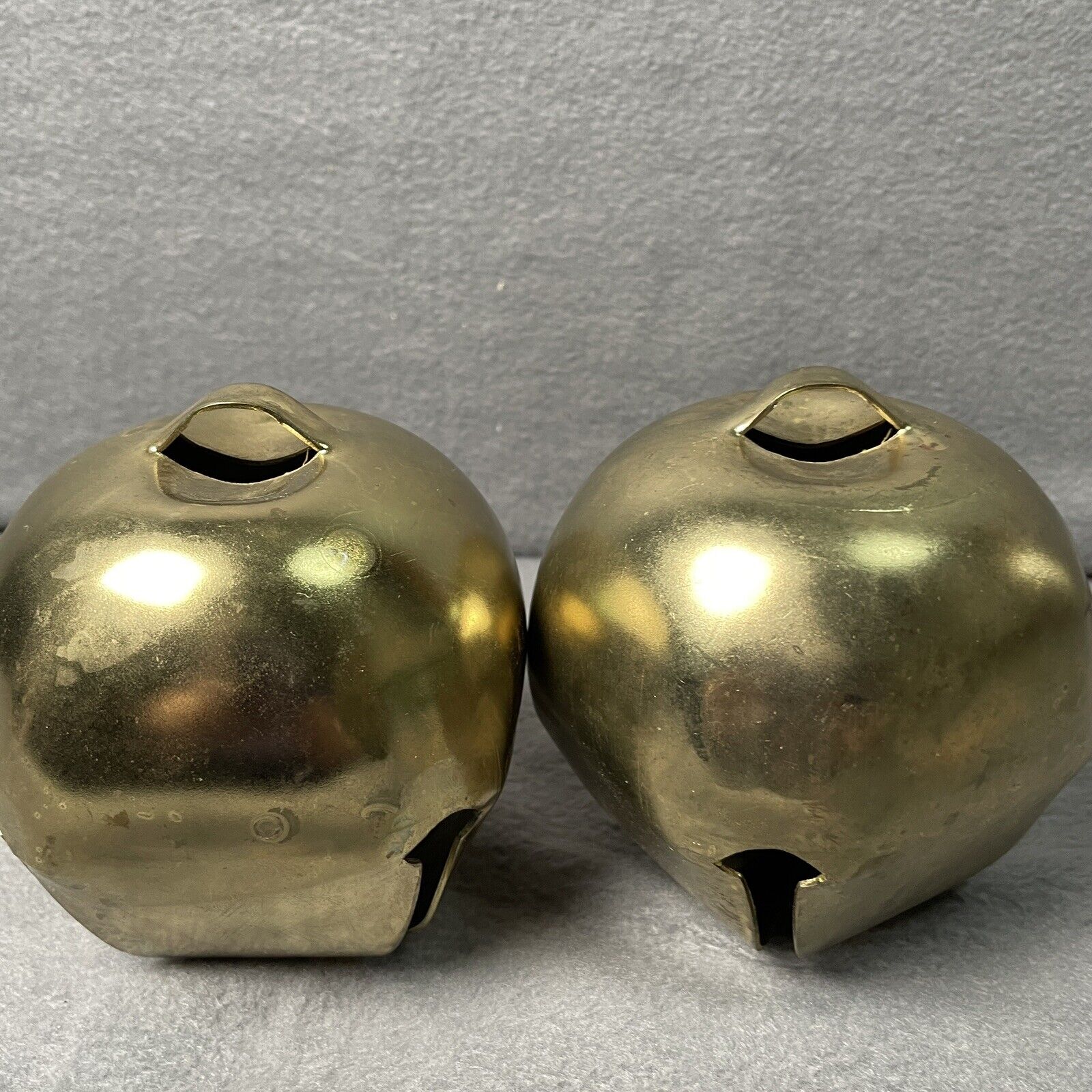 2 Extra Large Vintage Brass Sleigh Bells