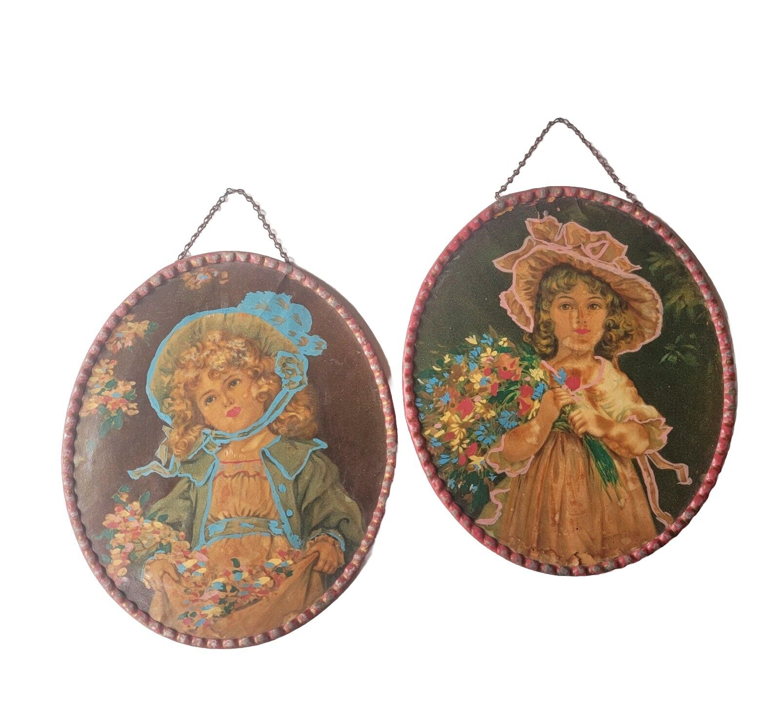 Pair Of Antique Flue  Covers Victorian Children 