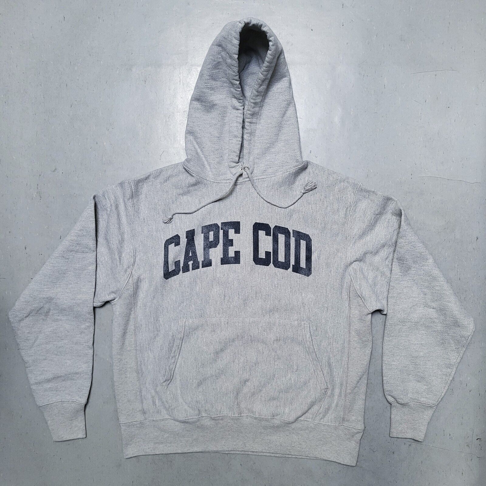 Vtg CHAMPION Reverse Weave Sweatshirt Cape Cod Hoodie Gray Phys Ed Sz L