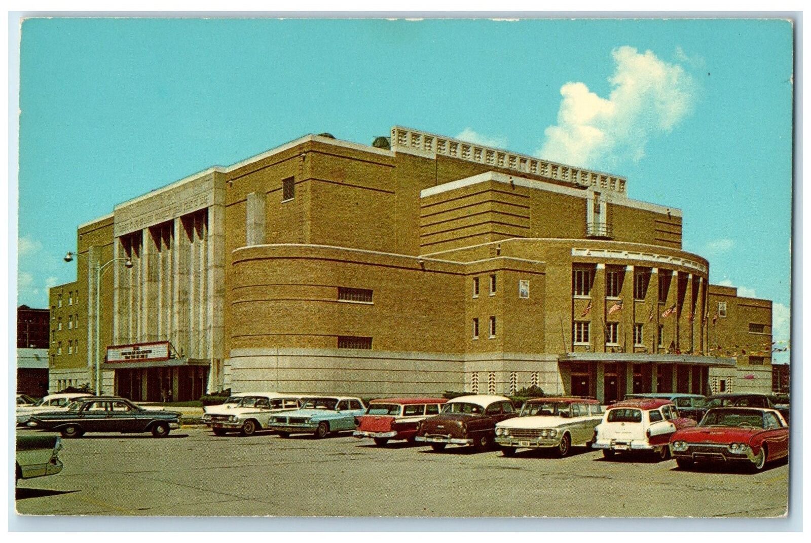 c1960's Municipal Auditorium Exterior Roadside Sioux City Iowa IA Cars Postcard