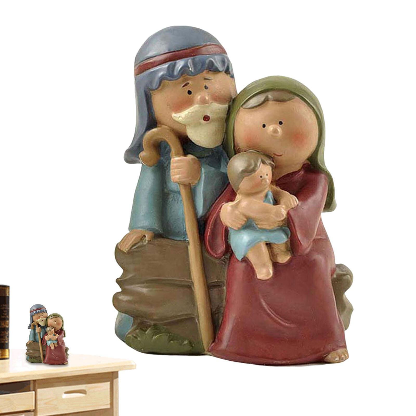 2.5in Holy Family Nativity Scene Christmas Ornament Jesus Resin Figurines