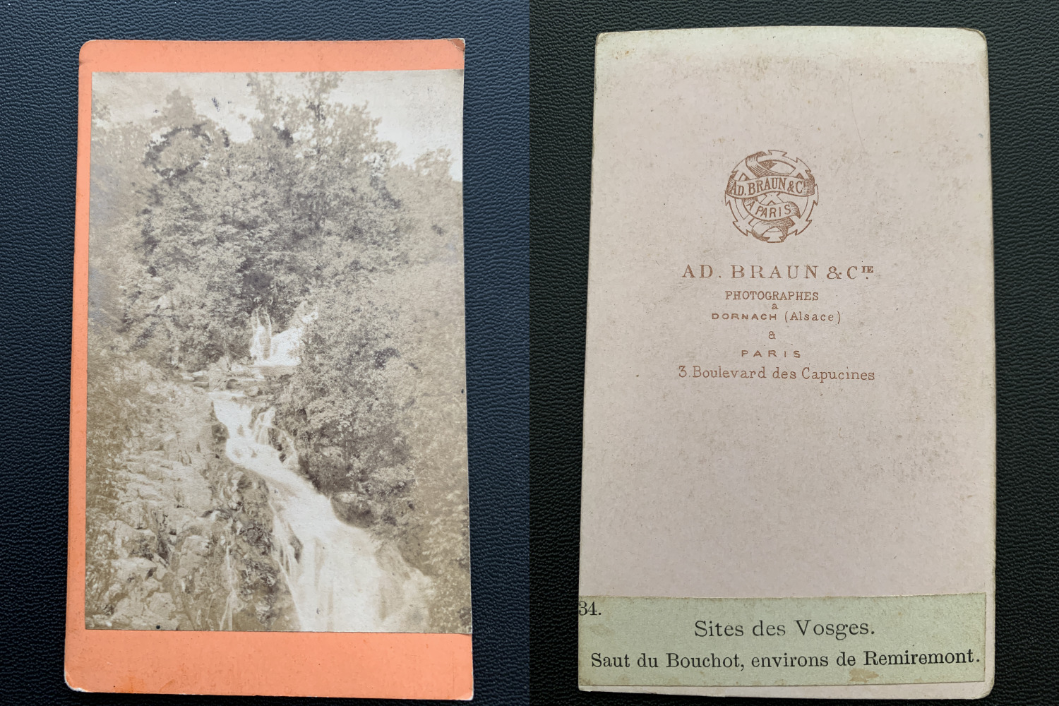 A.D.Braun, France, surroundings of Remiremont, Jump du Bouchot Vintage albumen card