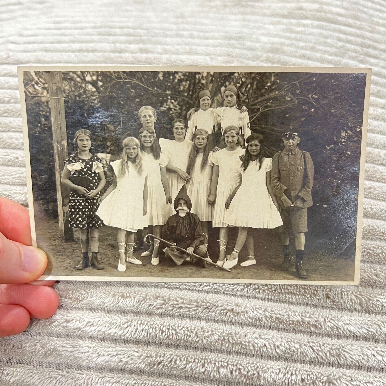 Vintage Postcard RPPC Group of Girls Boy Play?