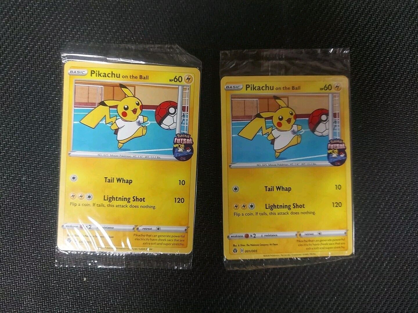 Pikachu on the Ball 001 / 005 New & Sealed Pokemon Card Futsal Football