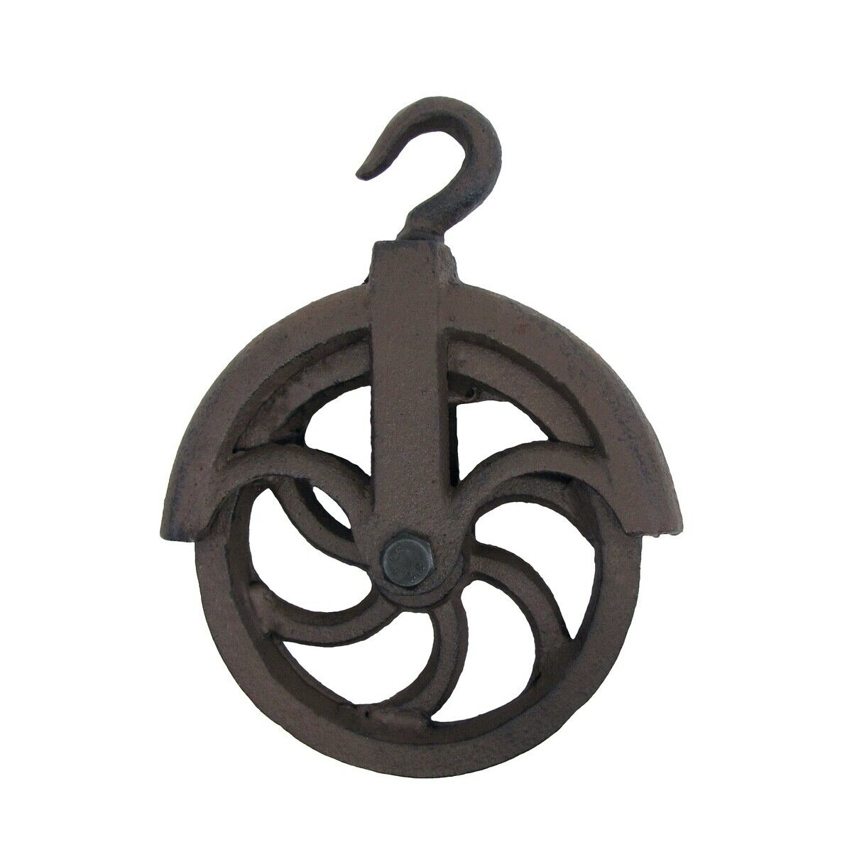Rustic Cast Iron Hanging Cable Pulley Wheel Hook Farmhouse Country Home Decor