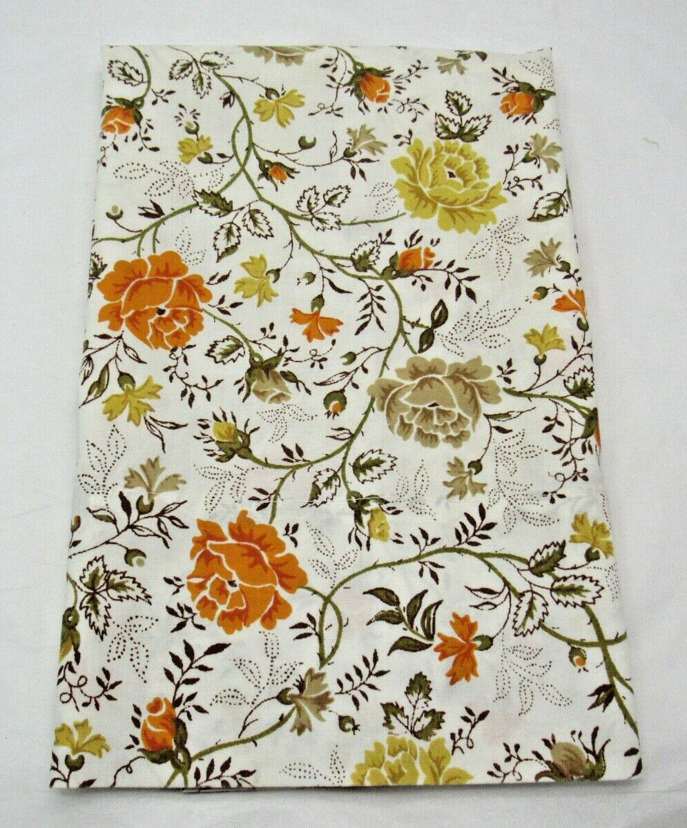 Vintage JCPenney Juliet Percale Pillowcase Brown Orange Floral Fall Colors King