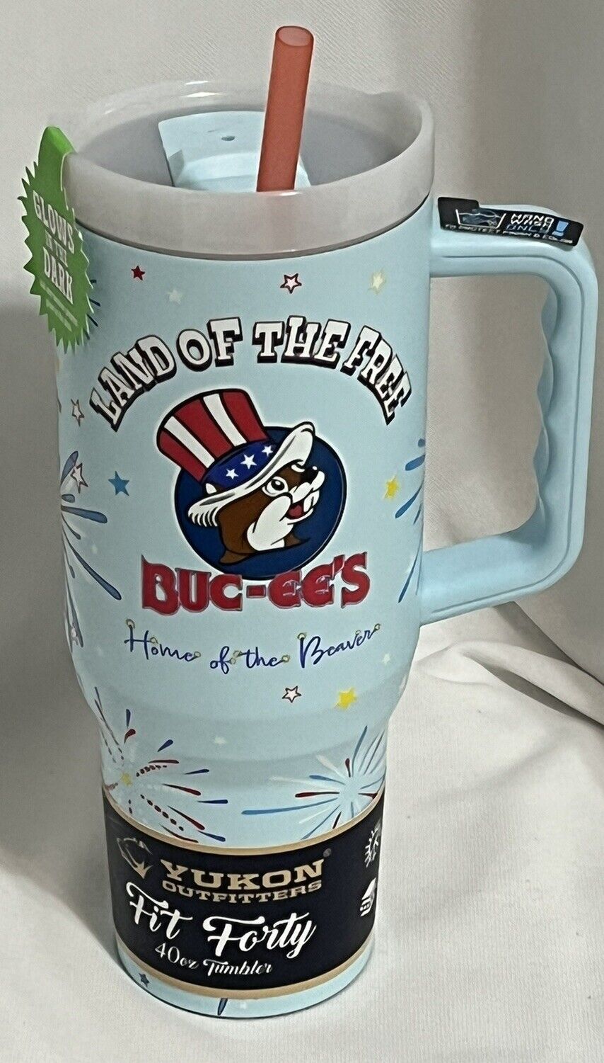 Buc-ee's 4th of July Glow in the Dark Yukon Fit Forty Tumbler 40 Oz Cup