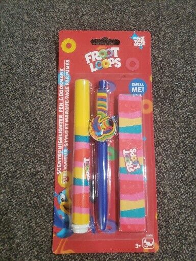 NEW FROOT LOOPS SCENTED LOT CEREAL SCENTED HIGHLIGHTER PEN BOOK MARK SET