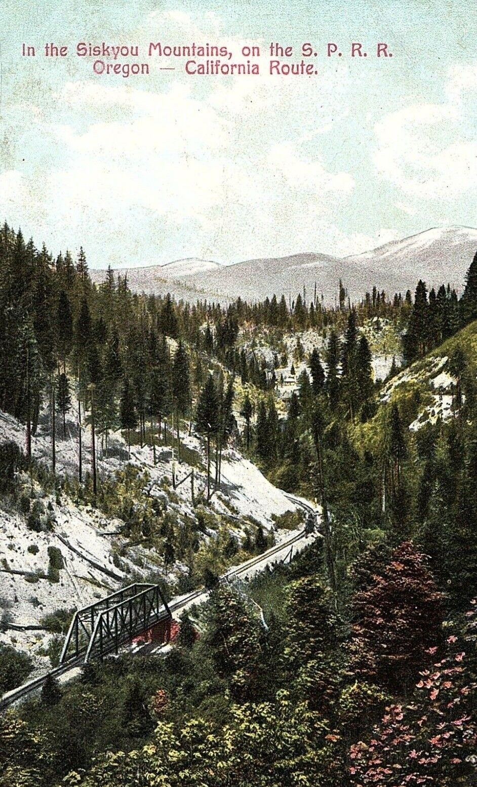 C.1910 In the Siskyou Mountains, on the S.P.R.R. Oregon California Postcard P122