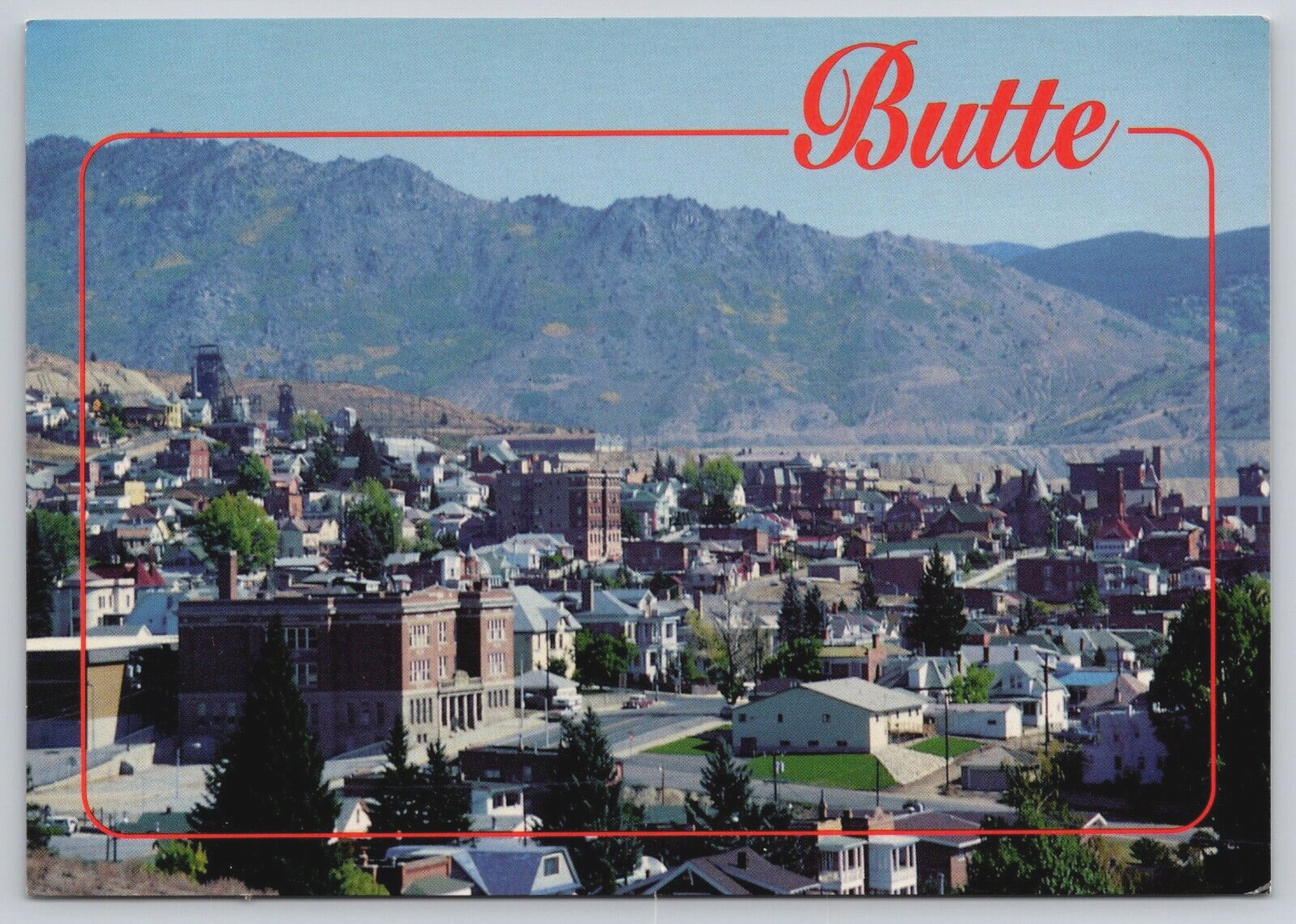 Butte Montana MT Birds Eye View Streets Historic Buildings Mine 6x4 Postcard B21