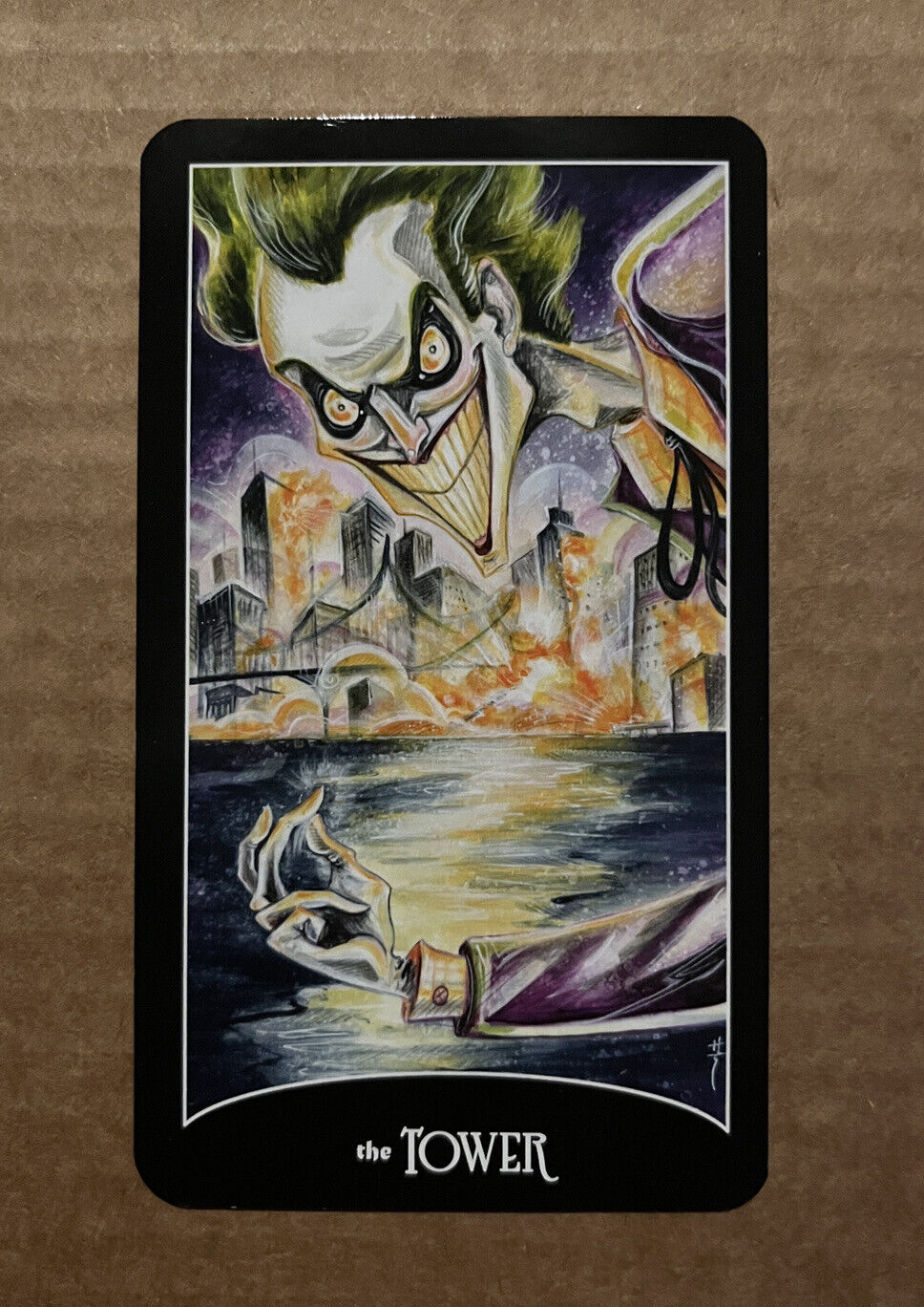 Joker The Tower SDCC Promo Justice League Tarot Card Sara Richard DC Comics