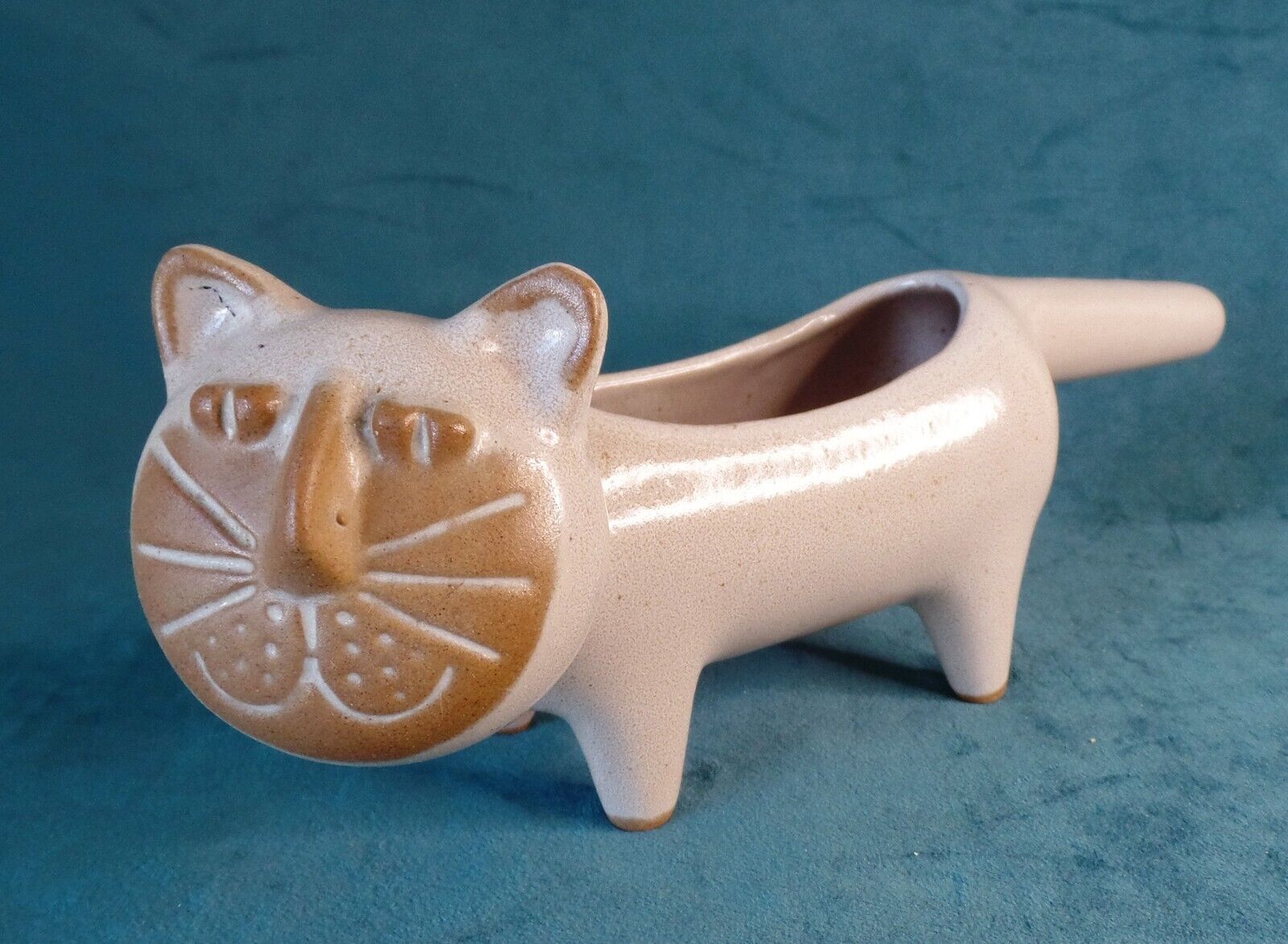 Vintage David Stewart Cat Planter Lions Valley Art Pottery Stoneware 