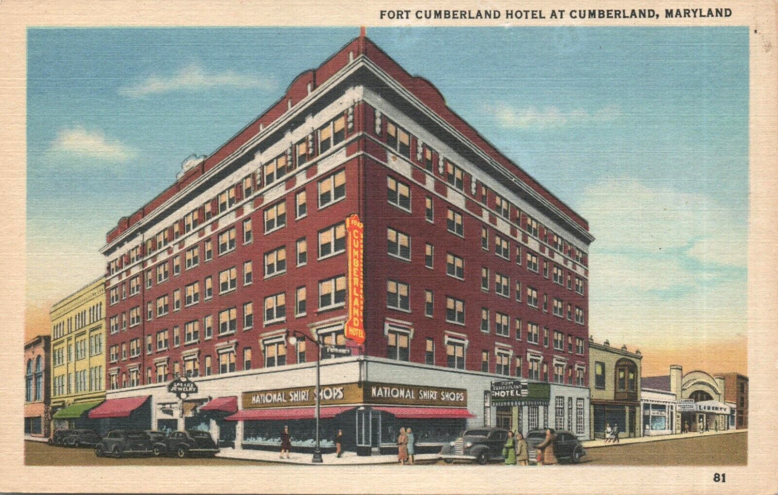 Fort Cumberland Hotel At Cumberland Maryland Postcard