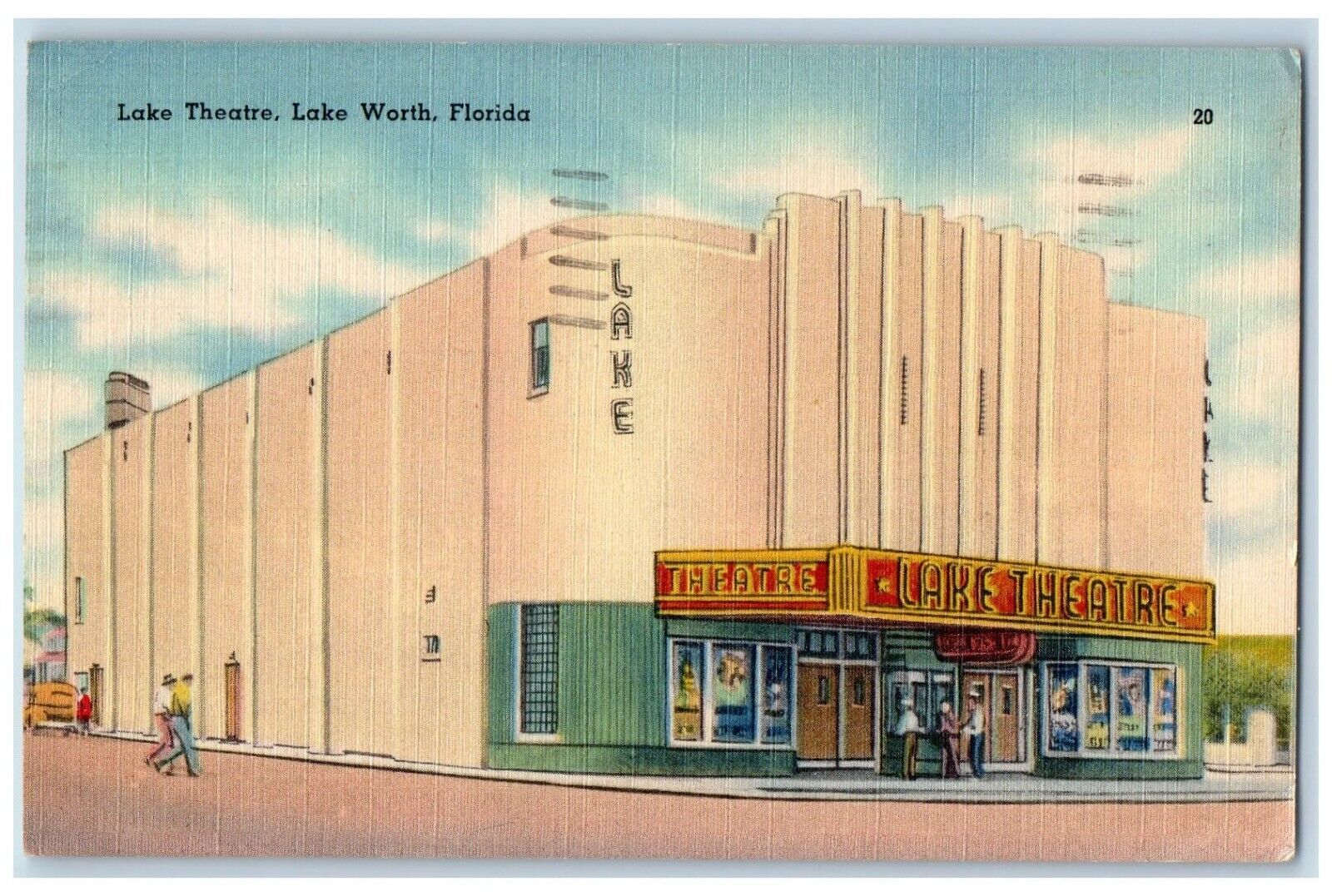 1956 Lake Theater Building Front View Entrance Lake Worth Florida FL Postcard