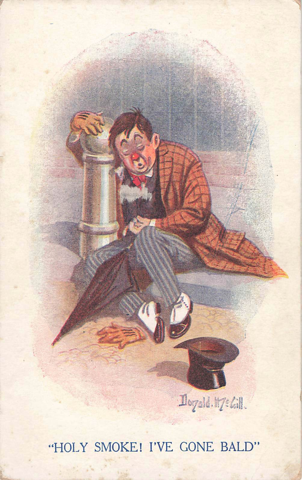 (2) 1910s Drunk or Bum Postcards, Vintage Original, \