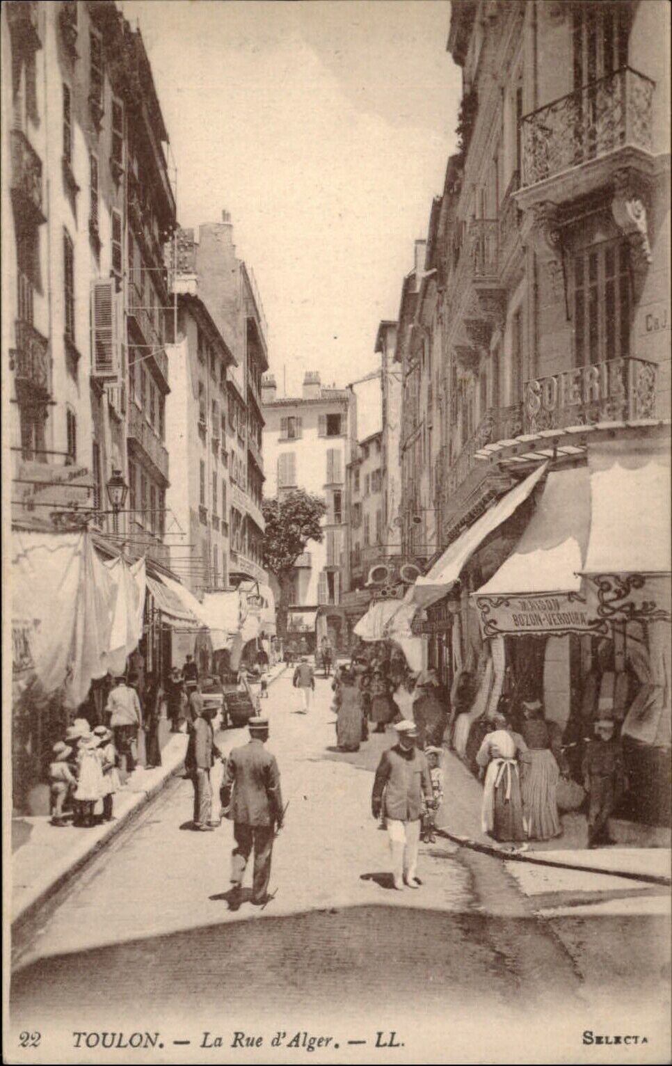 Toulon France La Ru d\'Alger street scene ~ c1905? Unused postcard sku959