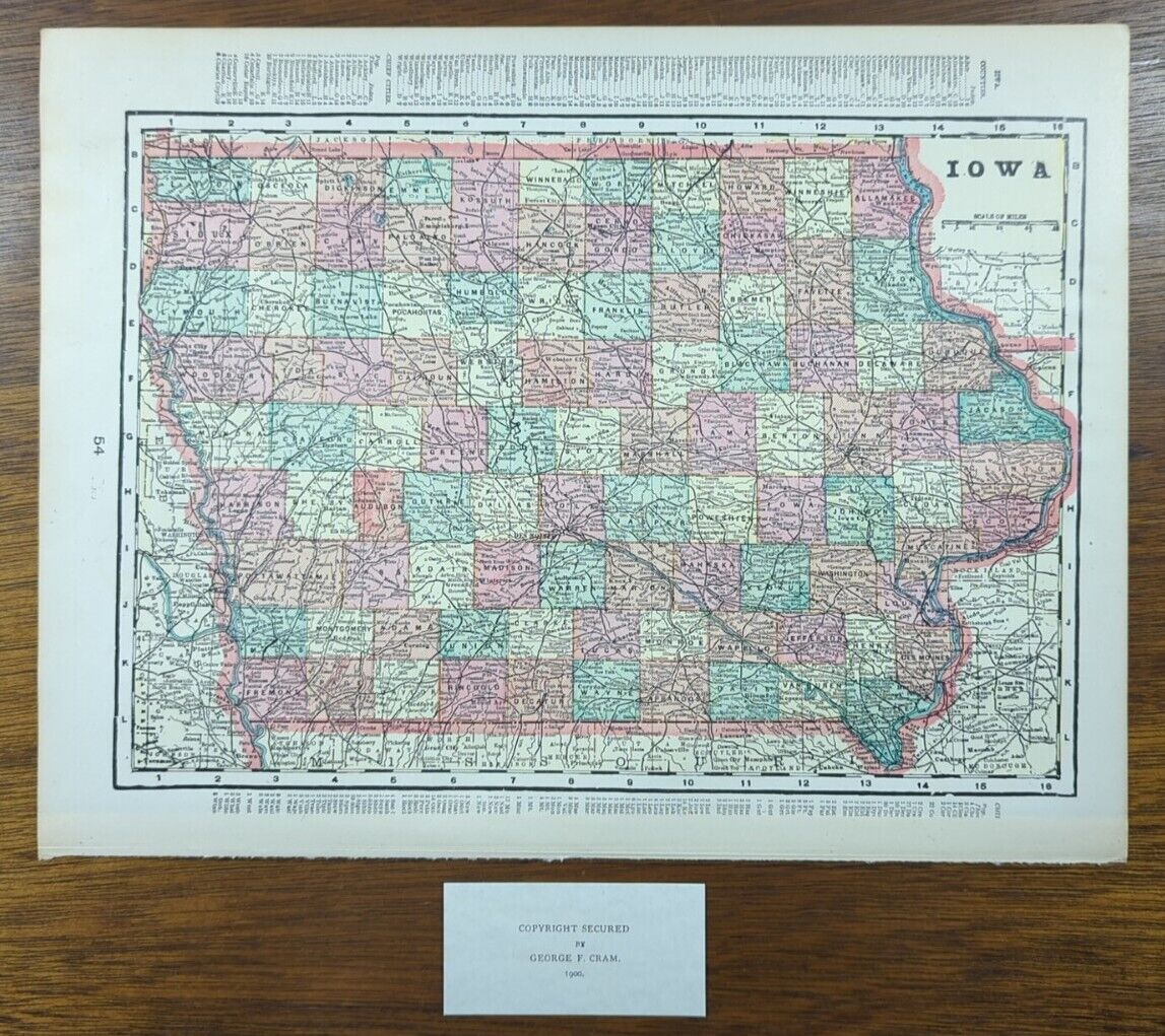 Vintage 1900 IOWA Map 14\
