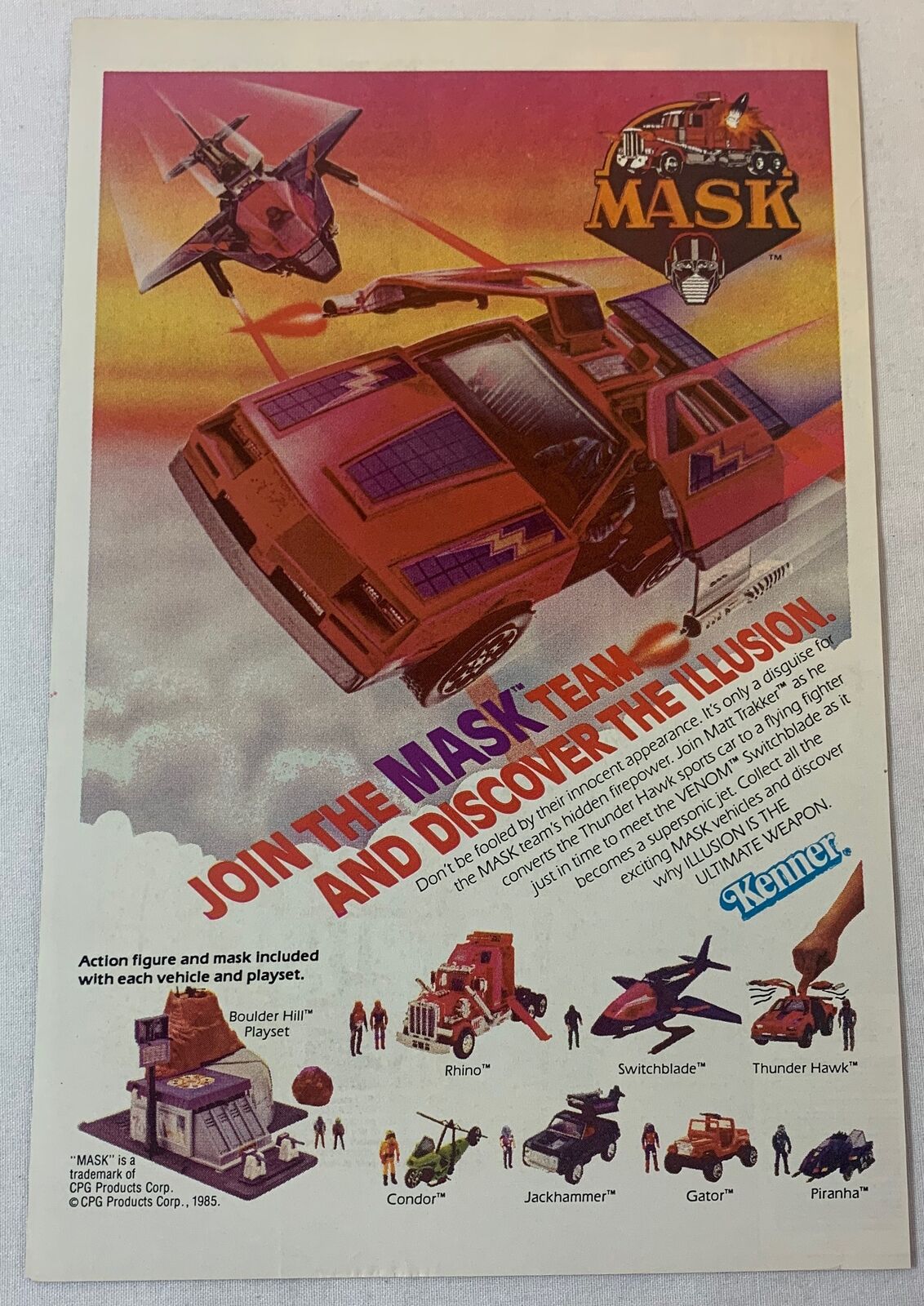 1985 Kenner MASK ad page ~ M.A.S.K. Join The MASK Team And Discover The Illusion