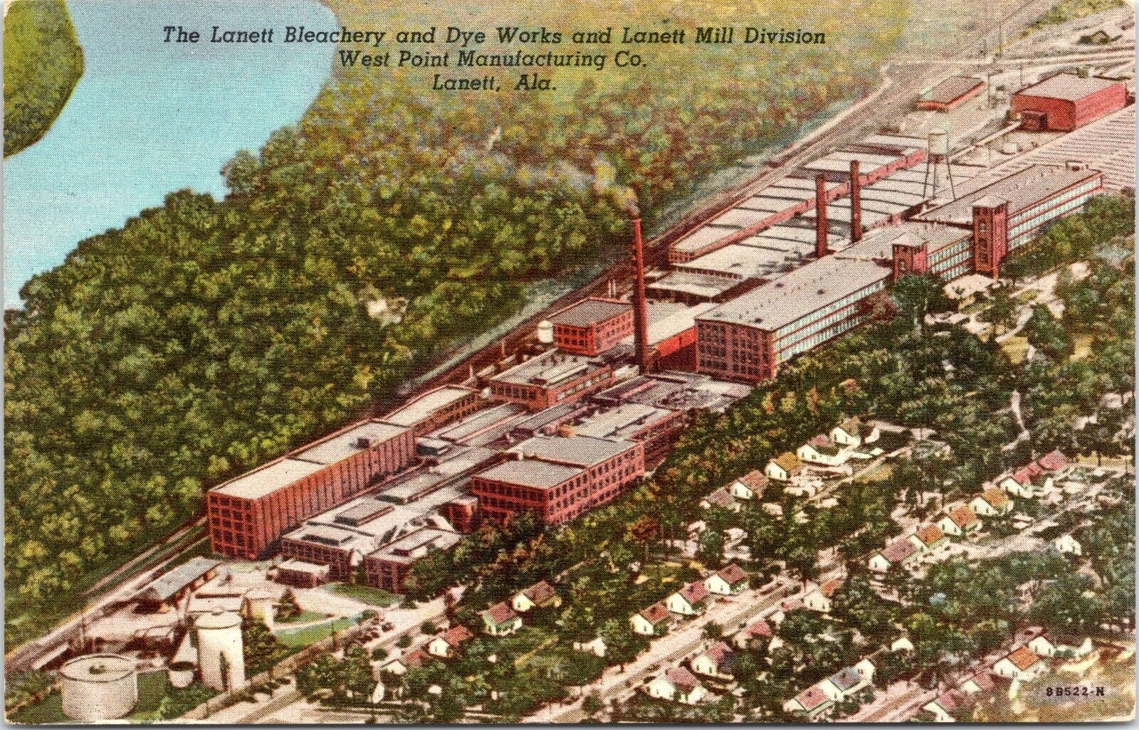Lanett Bleachery and Dye Works, Lanett, Alabama - 1952 Linen Postcard