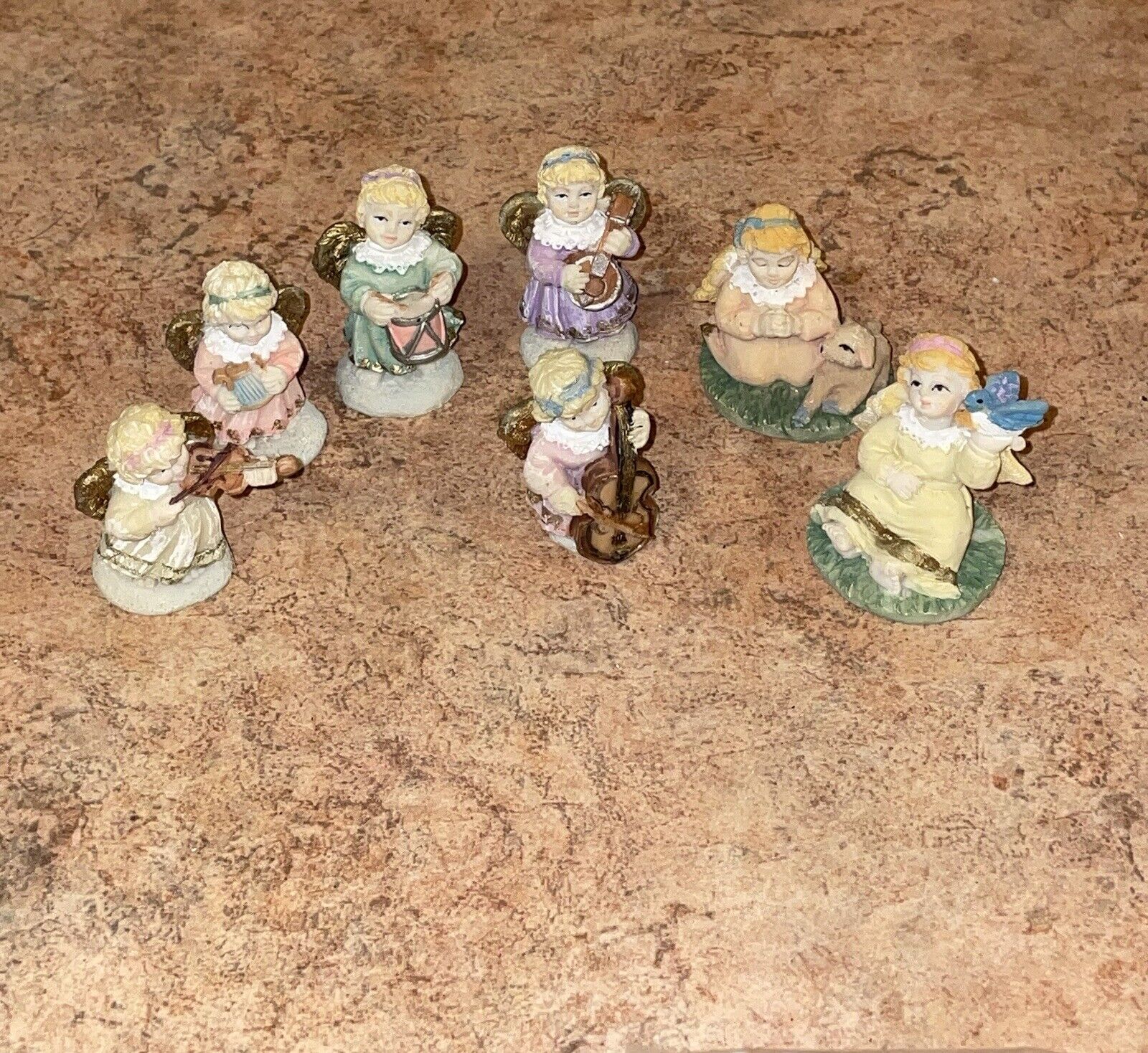 Vintage Miniature Angel Figurines Lot Musical Angels Mini Shelf Sitters