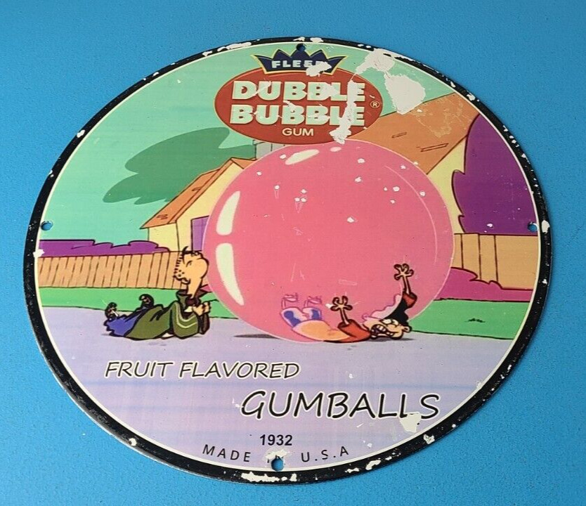 Vintage Porcelain Sign - Dubble Bubble Gum Porcelain Gas Pump Service Store Sign