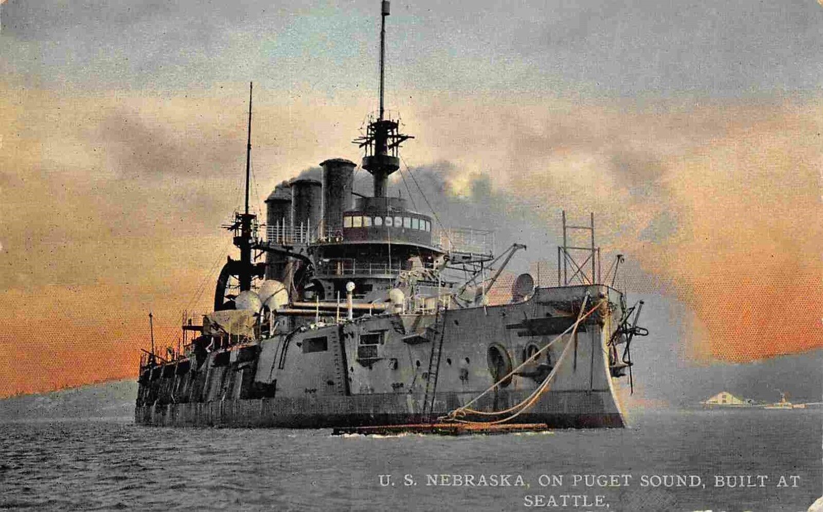 USS Nebraska BB-14 Battleship US Navy Ship 1910c postcard
