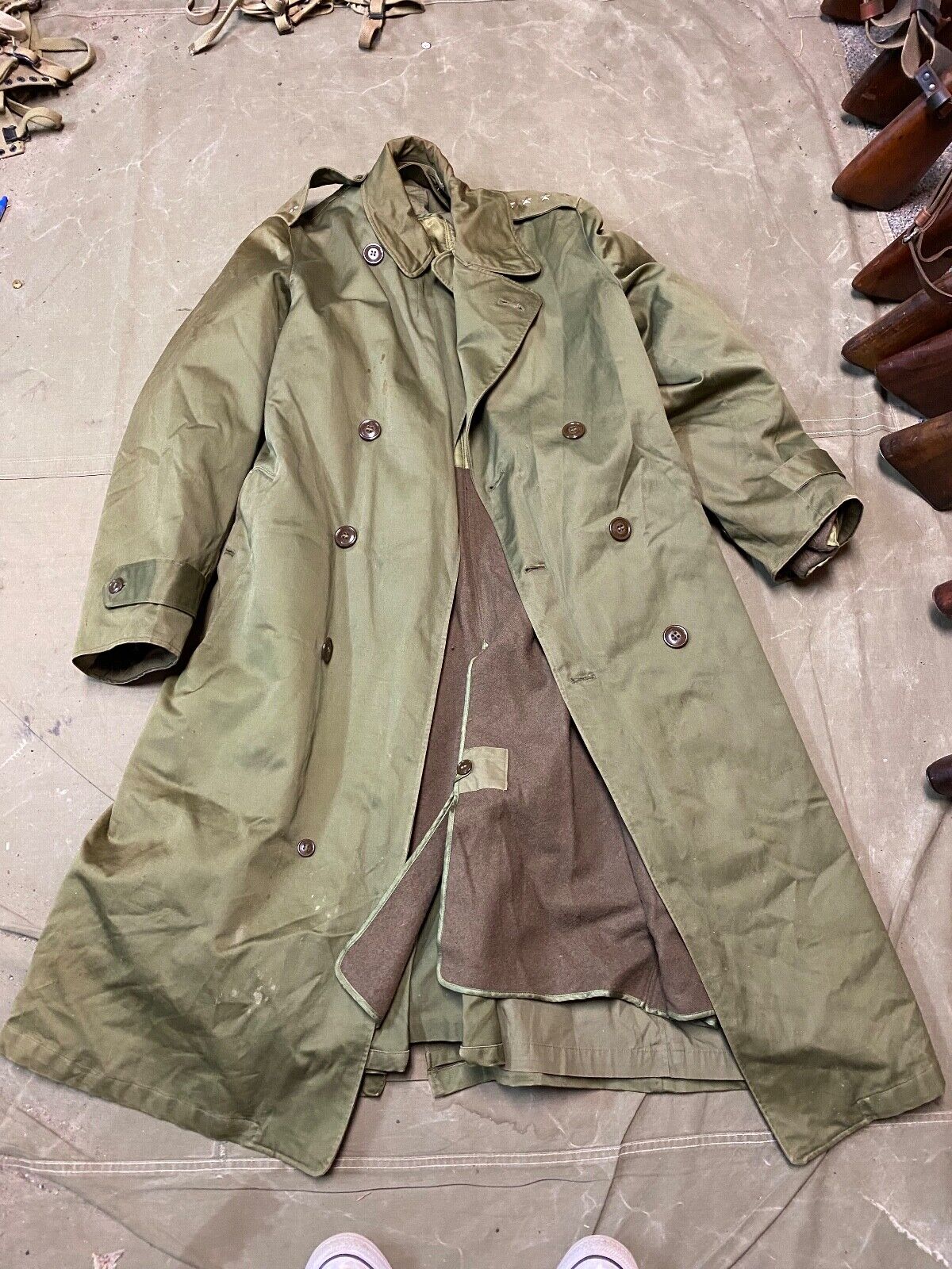 ORIGINAL WWII US ARMY OFFICER M1938 TRENCH JACKET COAT-SIZE MEDIUM 40R