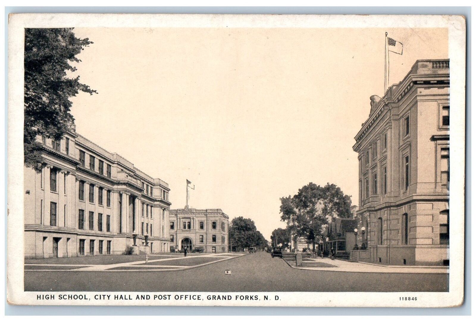 Grand Forks North Dakota ND Postcard High School City Hall And Post Office c1920