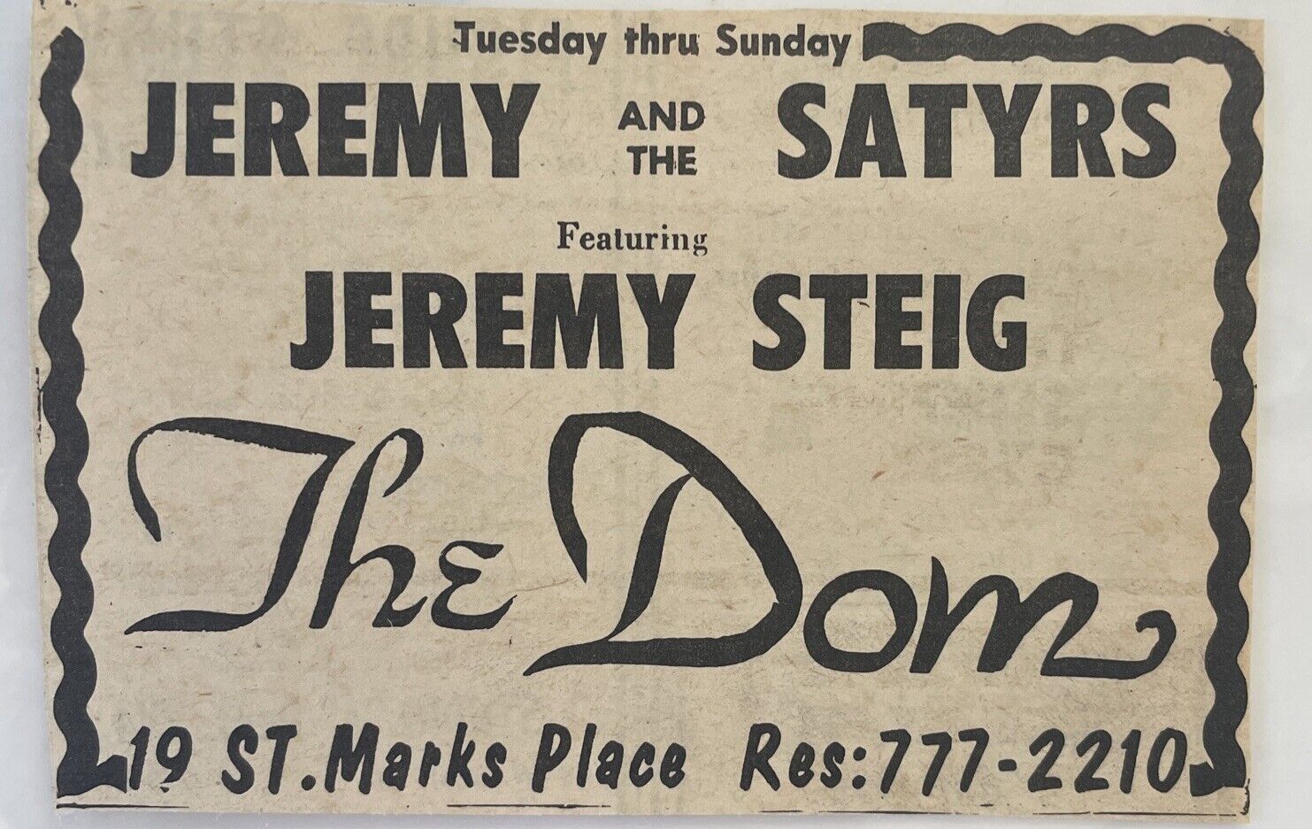 1968 ANDY WARHOL ,THE DOM - St. Marks Place NYC, Discotheque ,5 Concert Ads