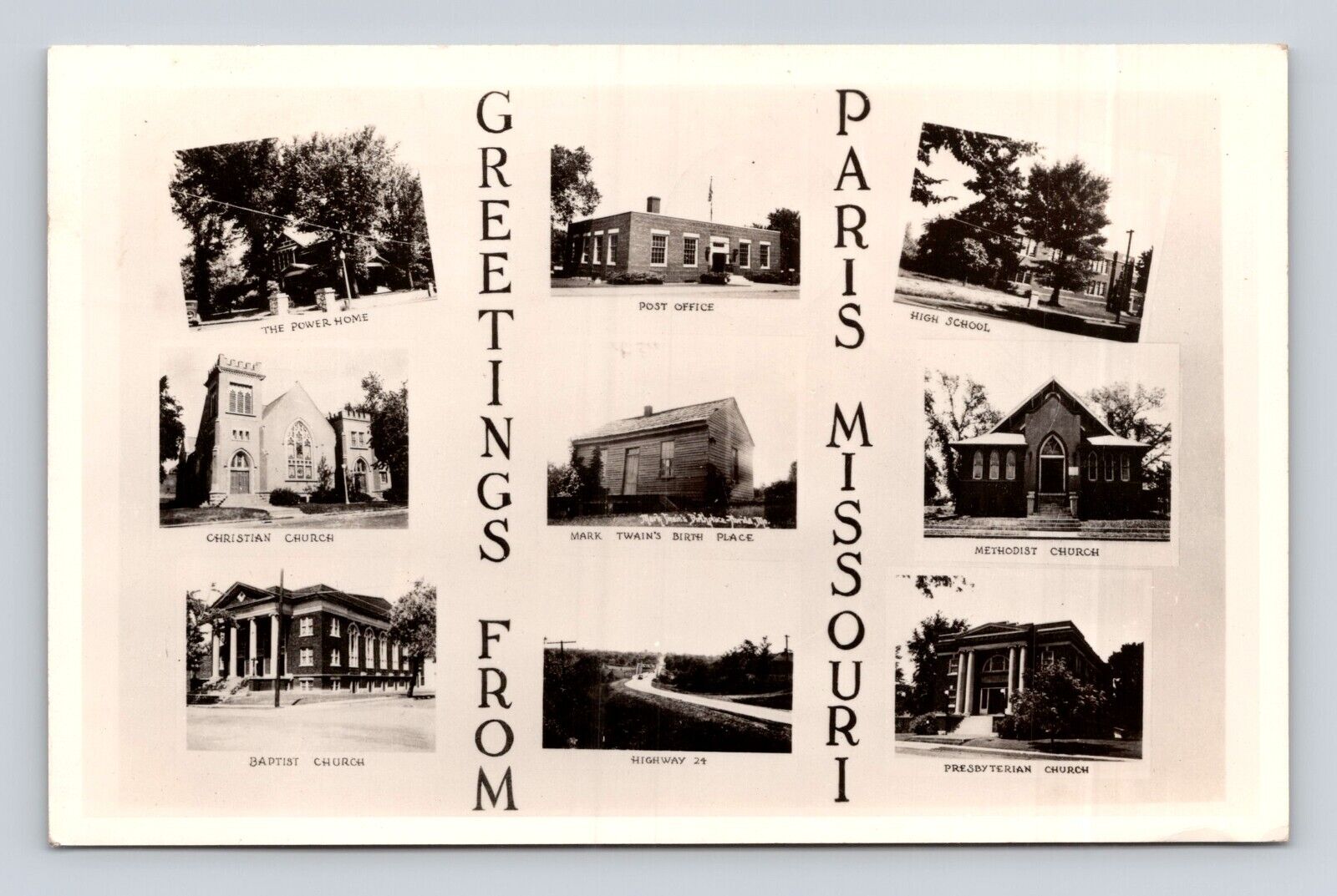 Old Postcard Greetings Paris MO 1951 Missouri Cancel