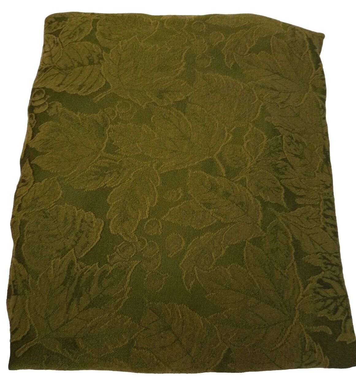 Vintage Mid-Century Mod 1970s Green/Leaves Fabric Tablecloth Rectangular