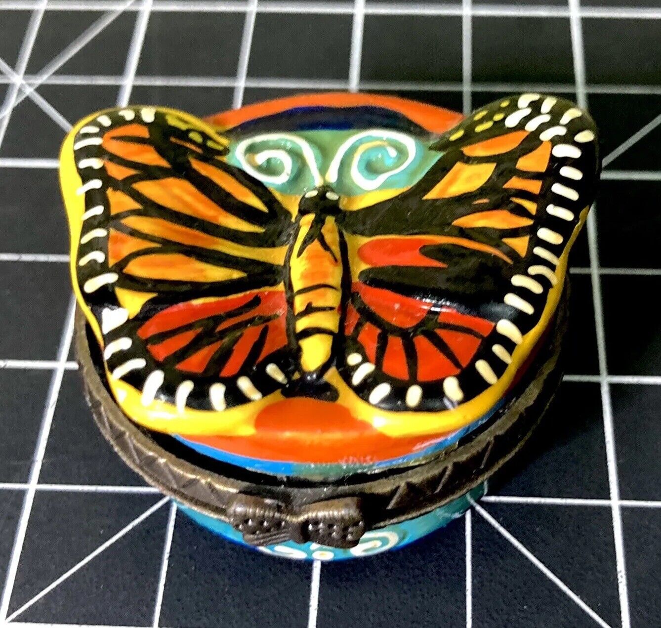 Vintage Butterfly Limoges Style Hinged Trinket Box