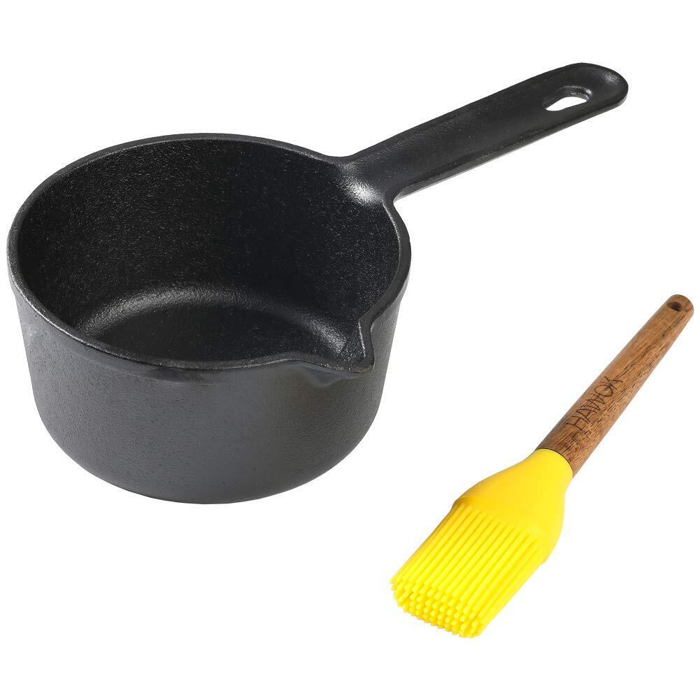 4.9 inch Cast Iron Melting Pot Sauce Pan with Brush,19.4 oz,…
