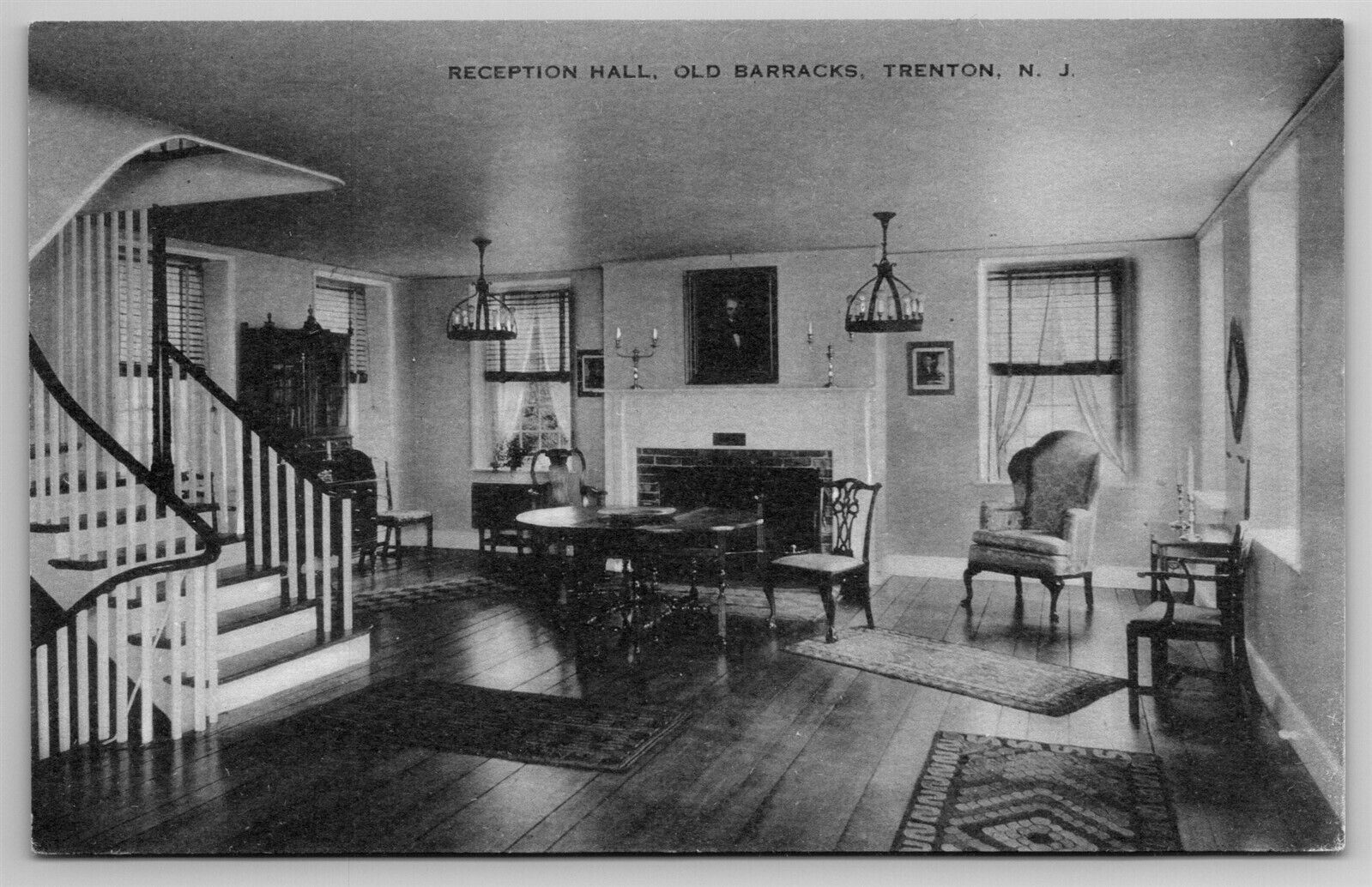 Reception Hall Old Barracks Interior View Trenton NJ C1915 Postcard H19