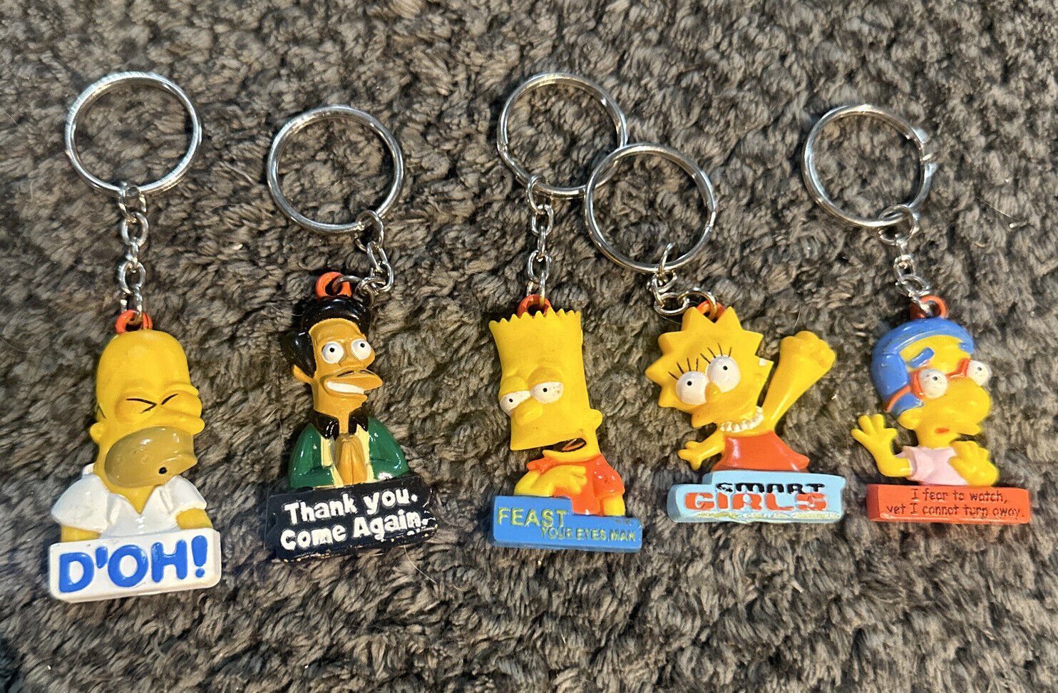 Simpsons 2003 Matt Groening Fox Keychains Set Of 5