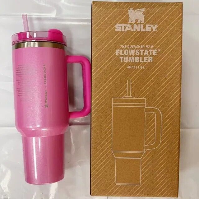 New Stanley X Starbucks 40oz Tumbler Gift 2024 Summer Sunset Gradient Pink Gold