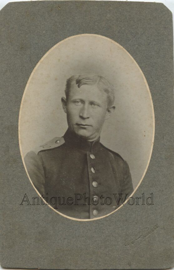 Albany NY handsome soldier in uniform antique cabinet photo
