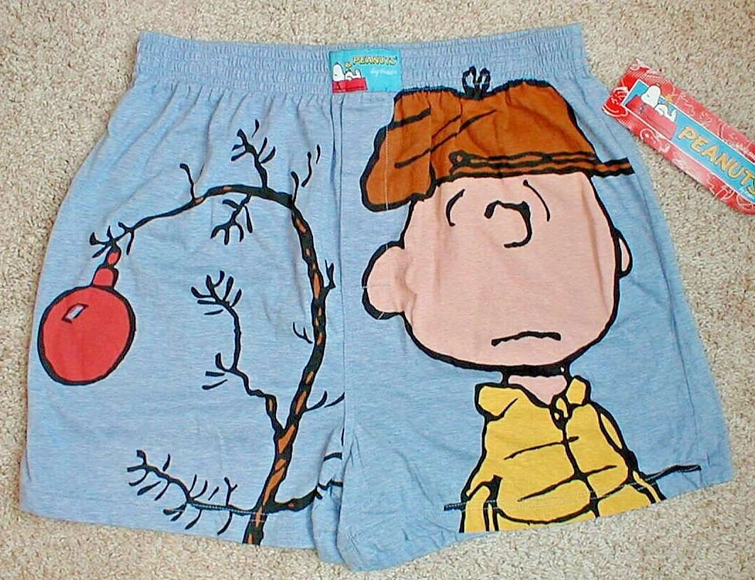 Peanuts \'Merry Christmas Charlie Brown\' Boxer Shorts Blue Men\'s Large New