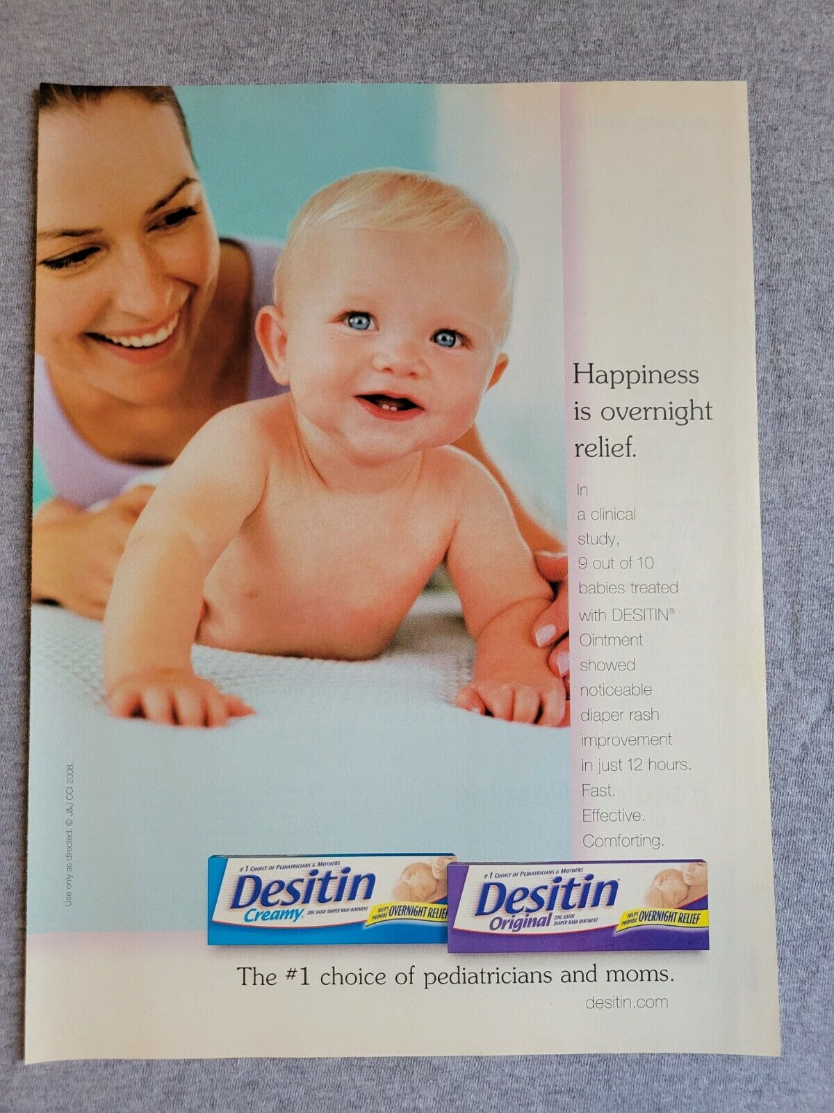 2008 Magazine Advertisement Page Desitin Creamy Ointment Cute Baby Print Ad
