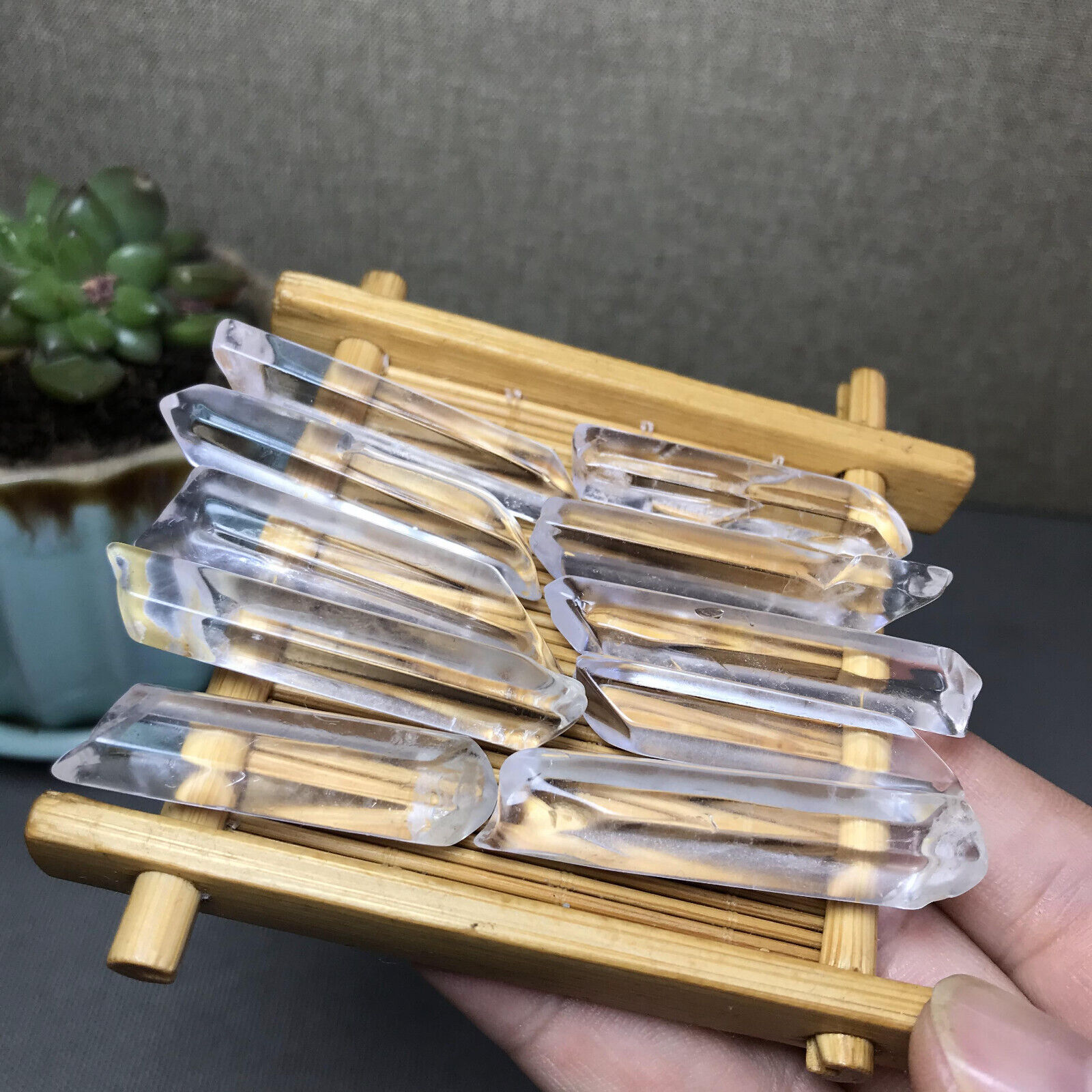 10Pcs Top NATURAL white clear crystal Polish specimens Crystal Stick A9269