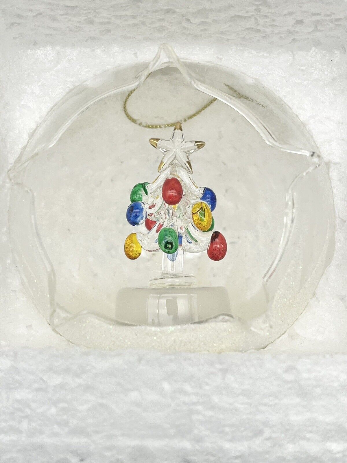 VTG TII Collections Hand Blown Christmas Tree Ornament w LED Lights Diorama