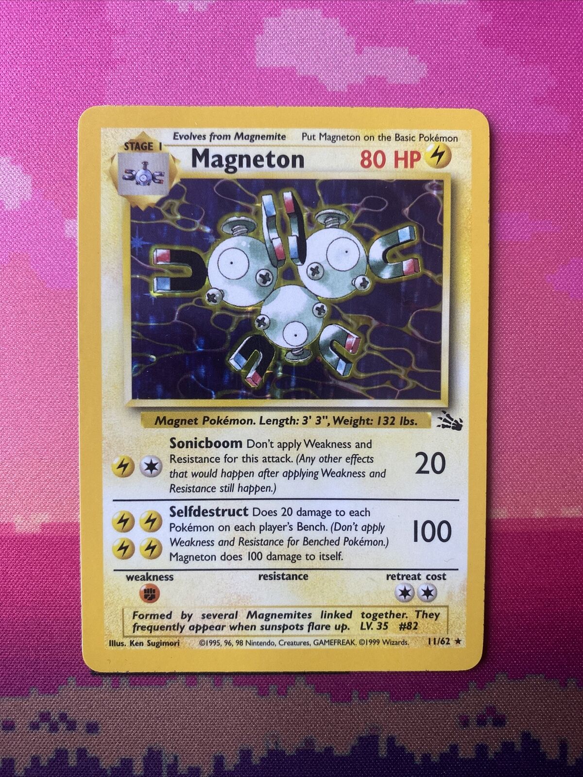 Pokemon Card Magneton Fossil Holo Rare 11/62 Near Mint Condition