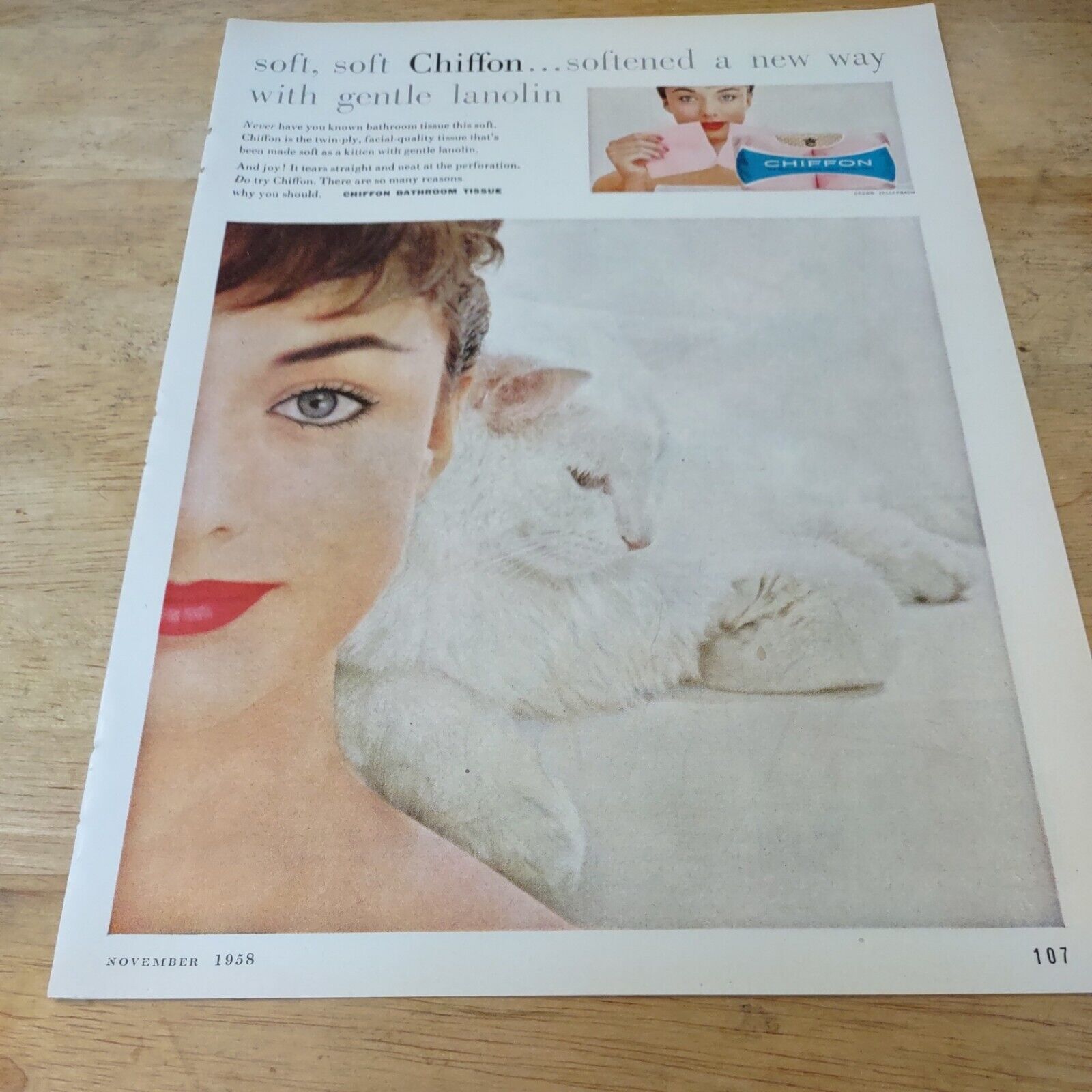 1958 Chiffon Bathroom Tissue Magazine Ad