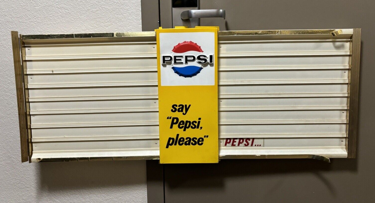 Vintage 1960s “Say Pepsi Please” Concession Stand Sign, Rare Plastic Sign