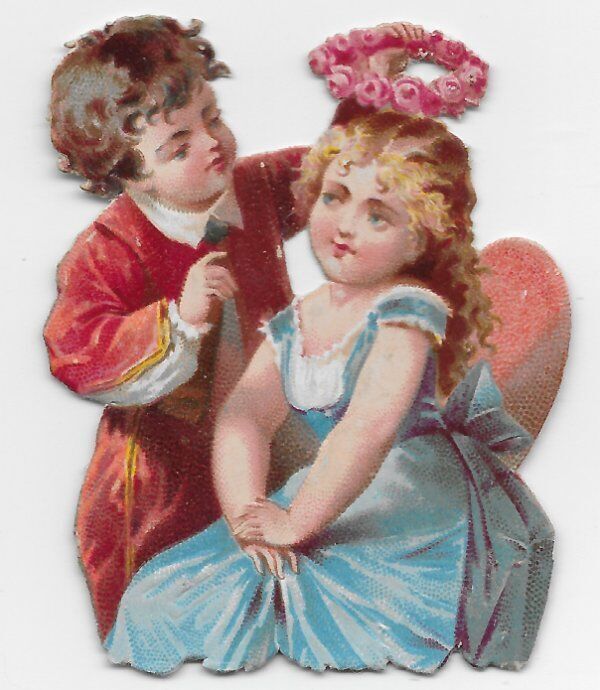 1888 Chromo deCoupis, SWEET CHILD COUPLES, Antique Die-Cut 2-1/4\