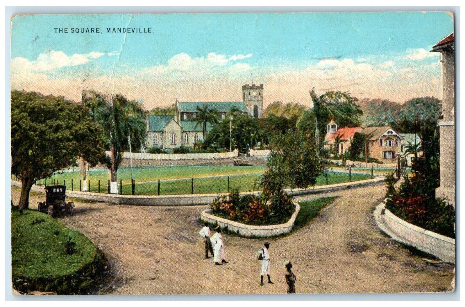 1933 The Square Mandeville Louisiana LA Kingston Jamaica Antique Posted Postcard