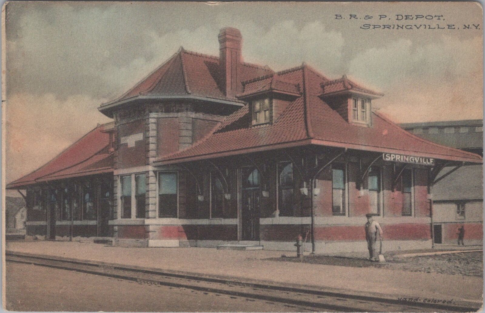 B.R. & P. Train Depot, Springville, New York Unposted Albertype Postcard