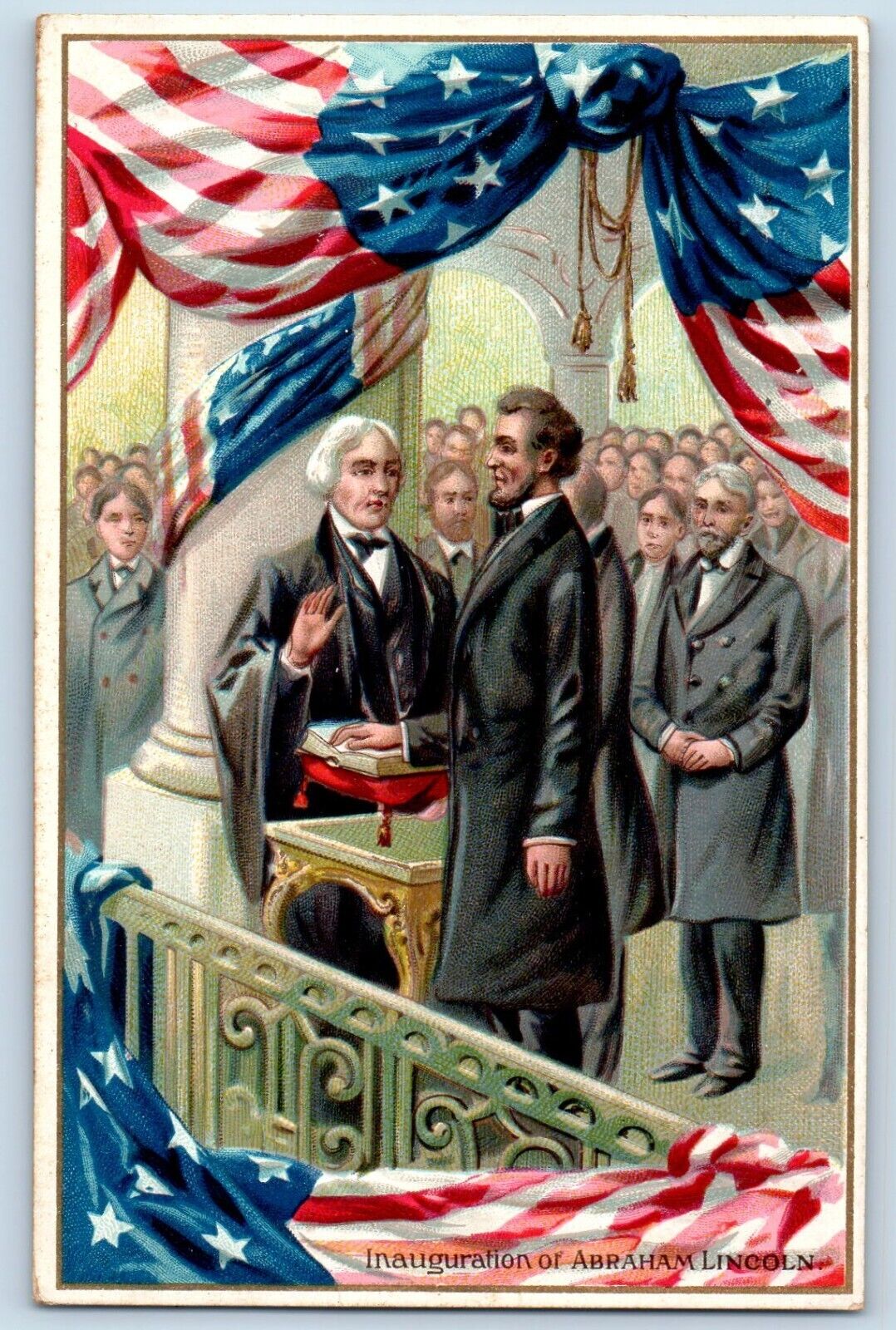 Pacific Grove CA Postcard Abraham Lincoln Inauguration Patriotic Embossed Tuck