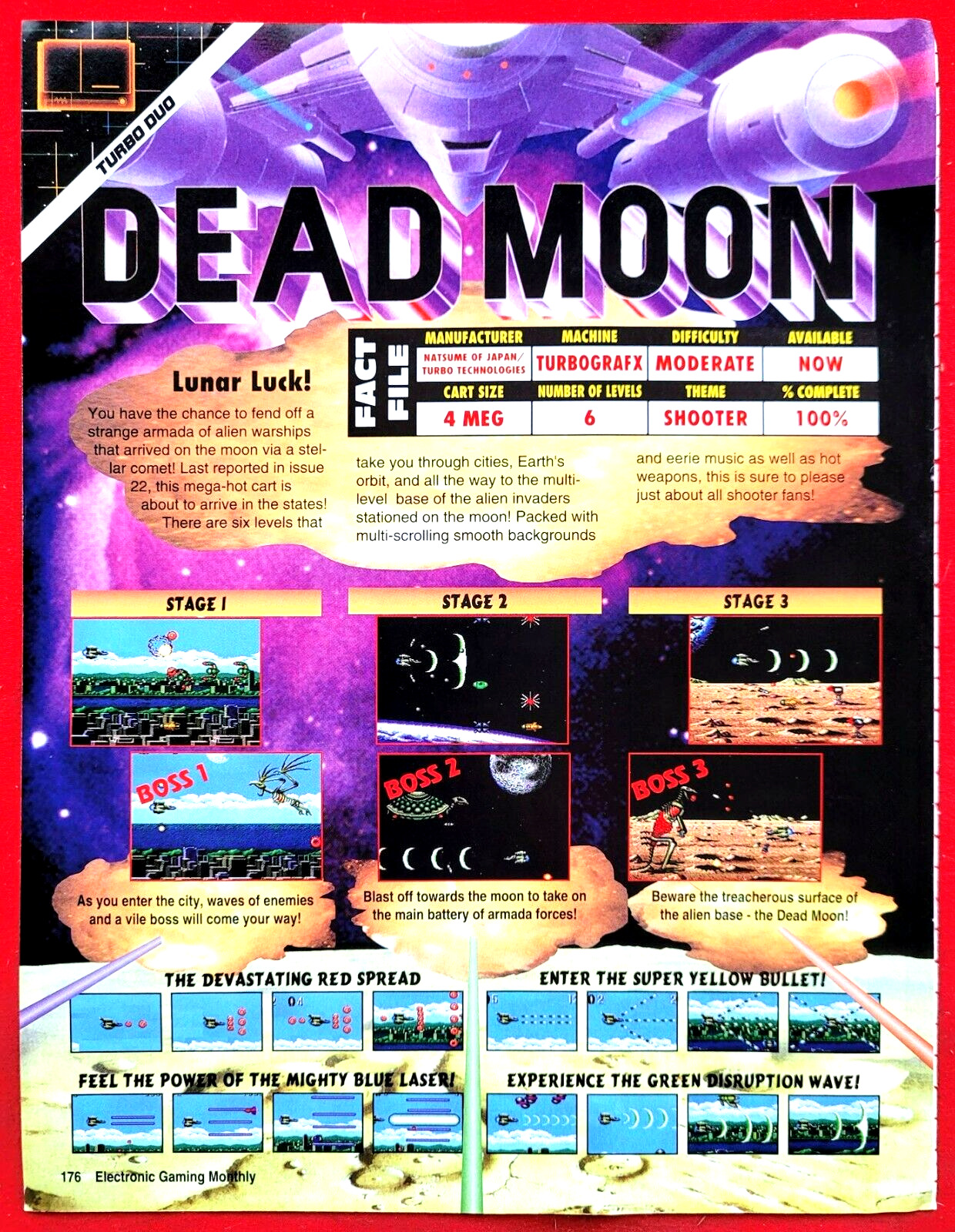 RARE 1992 1990s DEAD MOON TurboGrafx Game - Promo Art PRINT AD