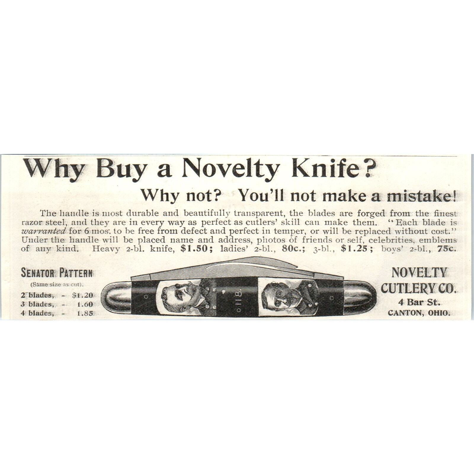 Novelty Cutlery Co Canton Ohio c1905 Original Magazine Advertisement AE7-A3